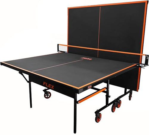 Stag Global Flex Table Tennis Table Black Top | Thickness 16mm With Net Set, Table Cover, 2 Racquets And 6 Balls Features Quick Assembly And Play Back Mode
