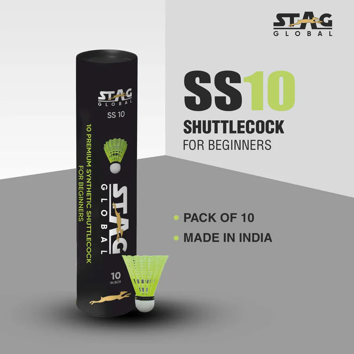 STAG GLOBAL 10 Nylon Shuttlecock For Beginners || Box 1 || (Pack of 10)