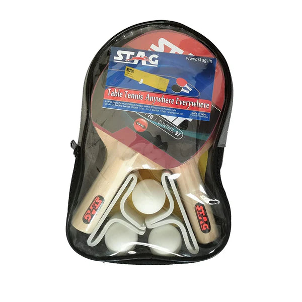 Stag Global Anywhere Everywhere Table Tennis Playset 2 Rackets & 3 Balls (Ball Colour - White)