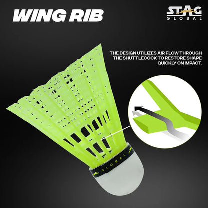 STAG GLOBAL 10 Nylon Shuttlecock For Beginners || Box 1 || (Pack of 10)