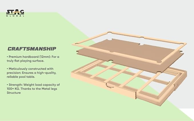 STAG GLOBAL Pool Table || 4 feet x 8 feet || Professional Pool Table || Wooden Table