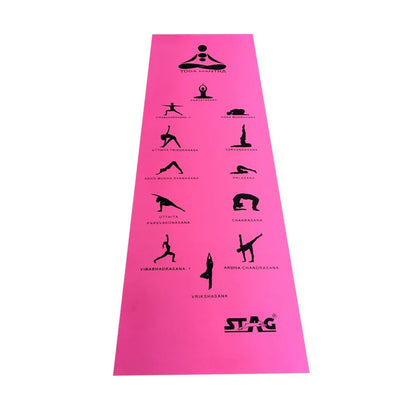 Stag Yoga Mantra Asana Pink Mat With Strap, 6MM Thickness