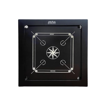 Stag Global Professional Black Carrom Board | with 9 Neon Orange & 9 Neon Green Carrom Coins, and a Striker (Without Wheel)