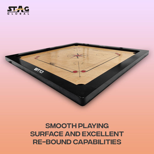 STAG GLOBAL Club Carrom Board with Accessories - Premium Hardwood Game Board for Family Entertainment with Smooth Playing Surface, Complete Carrom Kit for All Ages and Skill Levels 3"