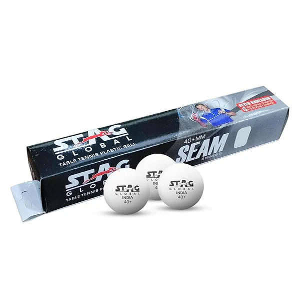 Stag Global Seam Plastic Table Tennis Ball White Available Pack Of 12