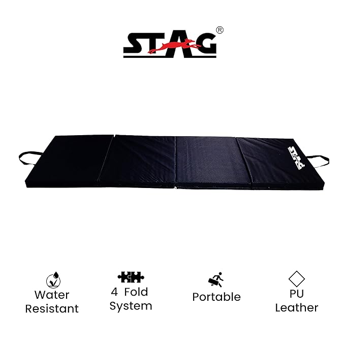 STAG Multi-Purpose Foldable Fitness MAT 180 CM X 60 CM X 20 MM | Use as Tumbling mat, Gymnastics mat, Crash pad | Thick Foam | for Both Men and Women
