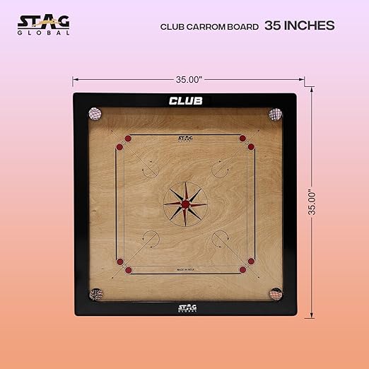 STAG GLOBAL Club 4 Carrom Board Set with Accessories - Premium Hardwood Game Board for Family Entertainme with Smooth Playing Surface, Complete Carrom Kit for All Ages and Skill Levels 4