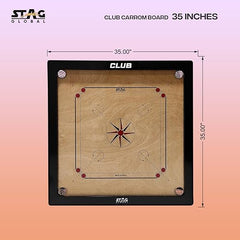 STAG GLOBAL Club 4 Carrom Board Set with Accessories - Premium Hardwood Game Board for Family Entertainme with Smooth Playing Surface, Complete Carrom Kit for All Ages and Skill Levels 4