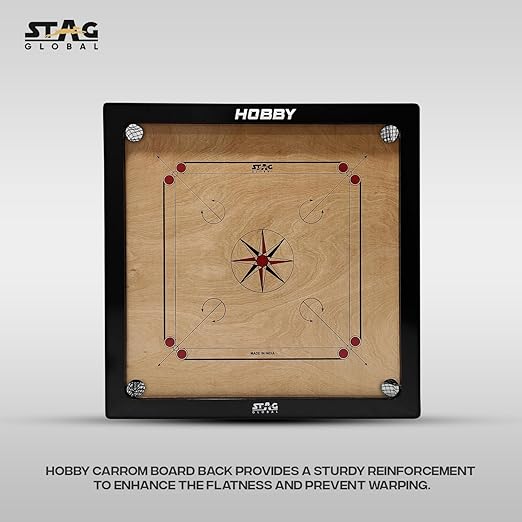 STAG GLOBAL Hobby 2 Carrom Board Set with Accessories - Premium Hardwood Game Board for Family Entertainment with Smooth Playing Surface, Complete Carrom Kit for All Ages and Skill Levels
