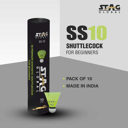 STAG GLOBAL 10 Nylon Shuttlecock For Beginners || Box 1 || (Pack of 10)