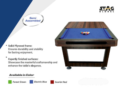Stag Global 3 in 1 Multi-Functional Pool Table with Table Tennis Table and Dinning Table || 4 feet x 8 feet || Wooden Table || All Accessories Included