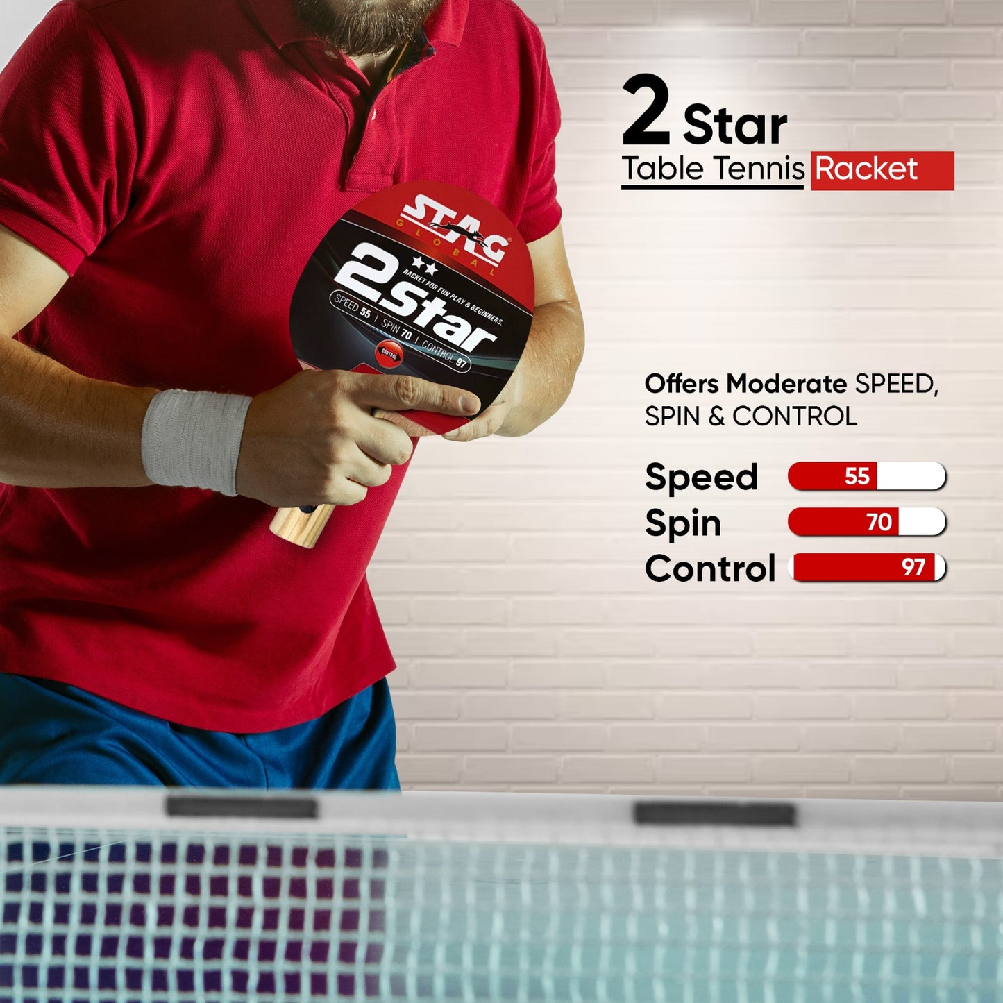 Stag 2 Star Table Tennis (T.T) Racket