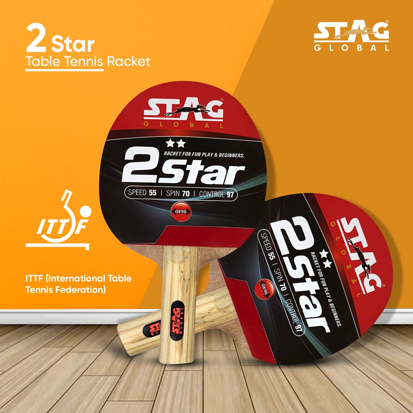 Stag 2 Star Table Tennis (T.T) Racket