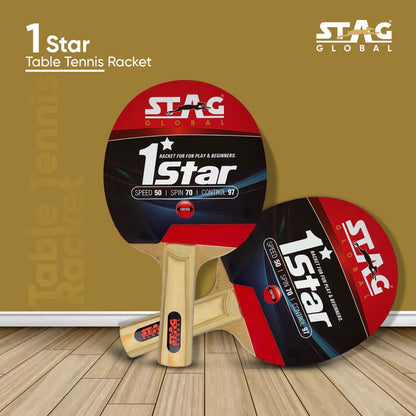STAG GLOBAL 1 Star Table Tennis Racket | Speed 50 | Spin 70 |  Control 97 | Wooden Handle|