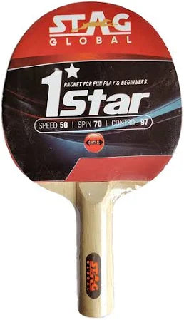 Stag Global 1 Star Table Tennis Racquet | 148 Grams | Beginner | ITTF Approved Rubber | Multicolor Material: Wood
