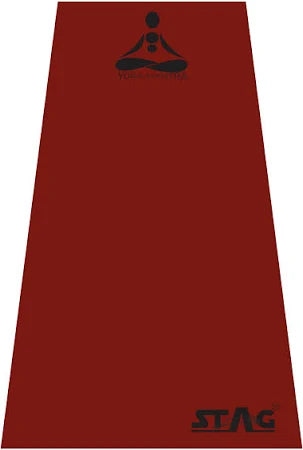 Stag Yoga Mantra Plain Red Mat With Strap, 6MM Thickness