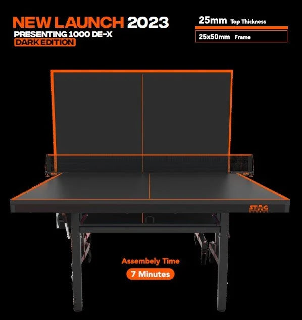 Stag Table Tennis Table 1000DE-X 25mm Black